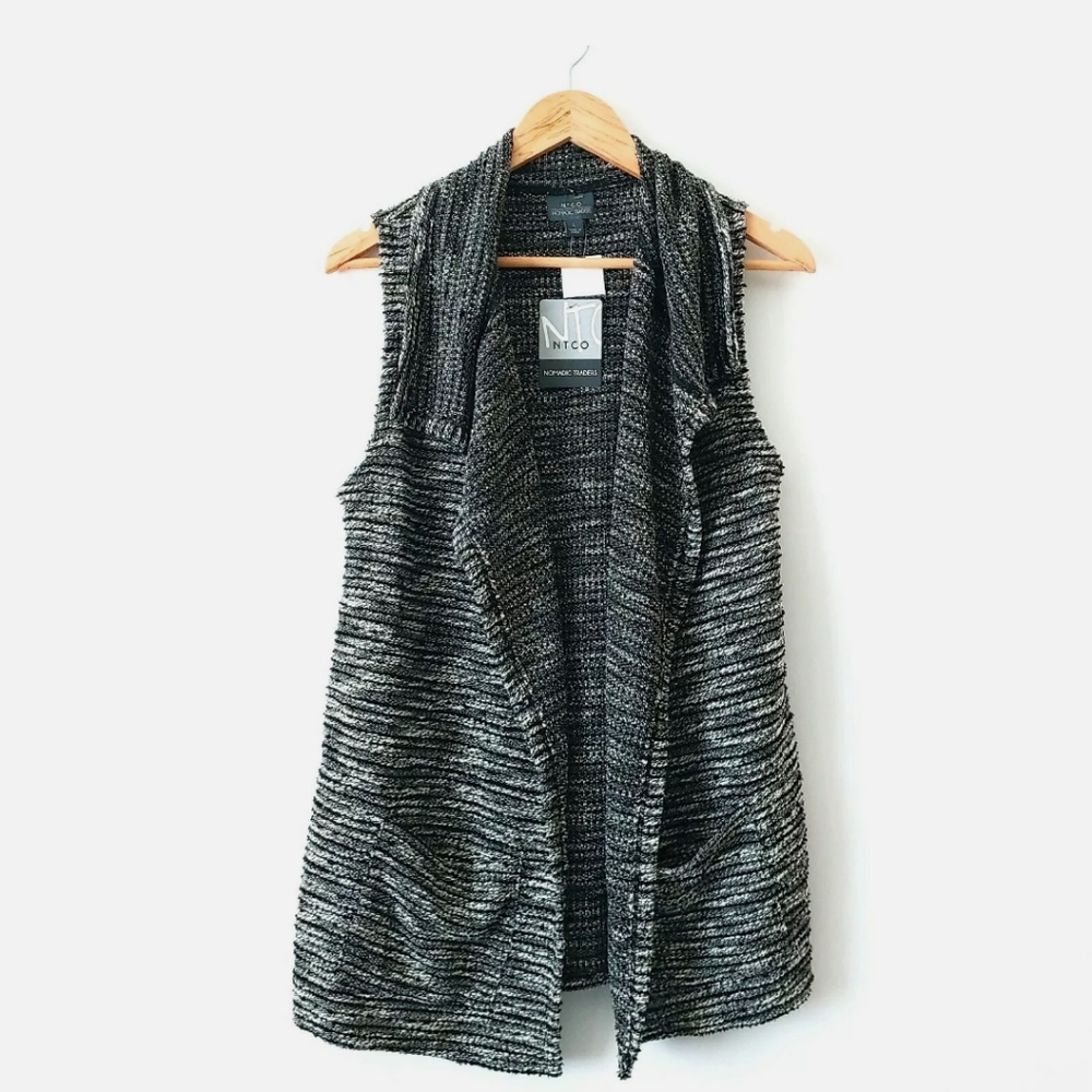 Nomadic Traders Gray Sleeveless Open Front Cardigan Sweater Sz L